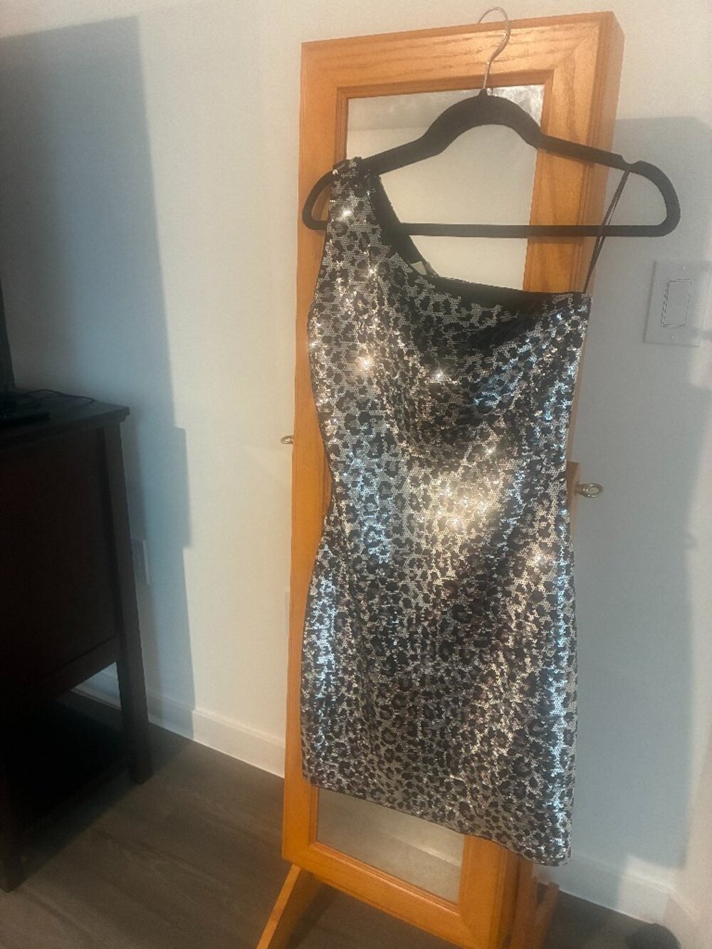 Brand New Michael Kors Leopard Sequin One Shoulder Dress